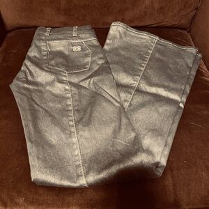 Petwer Silver Metallic Vintage Bendix of California Bell Bottoms Disco Pants 26
